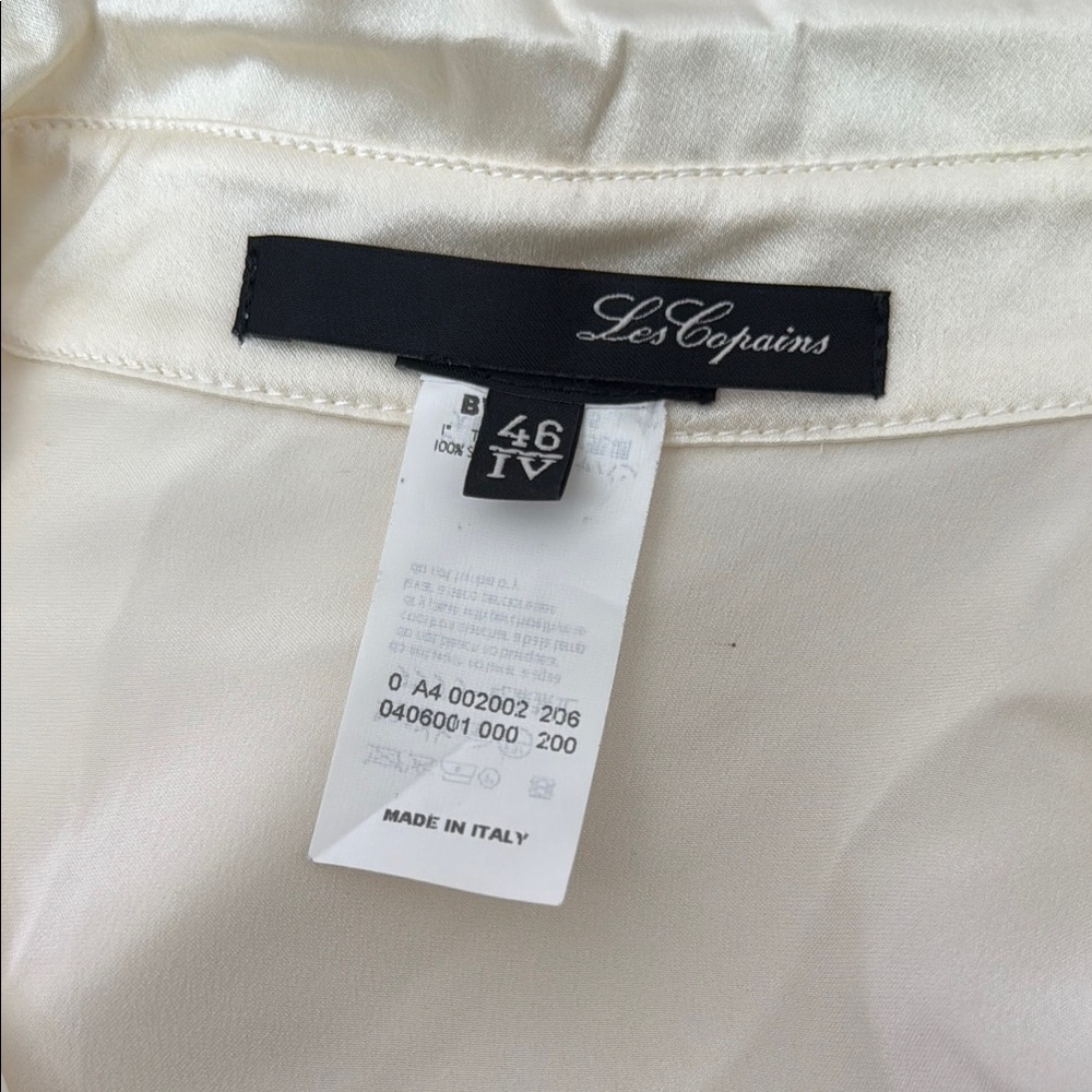 Les Copains ivory silk long sleeve blouse - Picture 7 of 10
